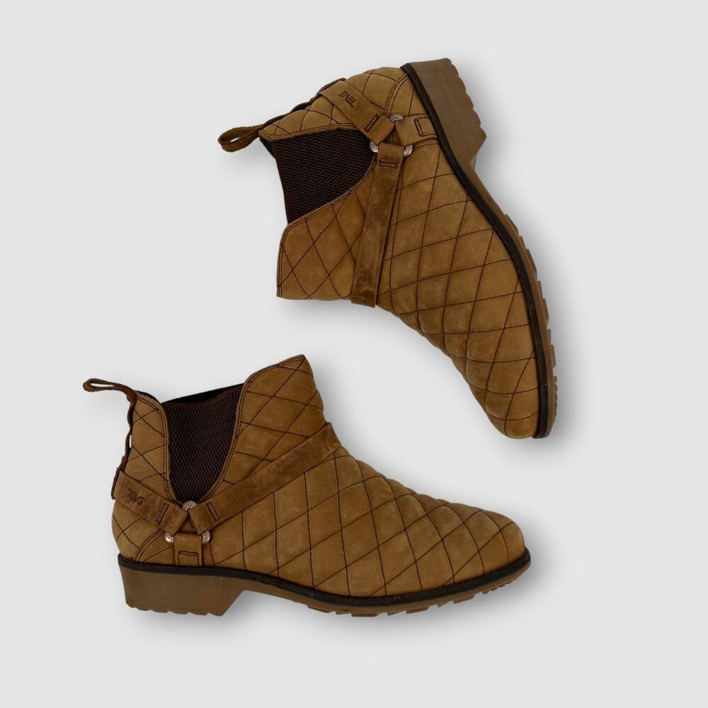 Teva Quilted Leather Ankle Boots Chelsea Hiking Booties Size 8